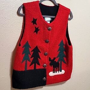 Anne Josephine Vest Christmas Tree  Red Size Small  Acrilic/cotton Red Sherpa